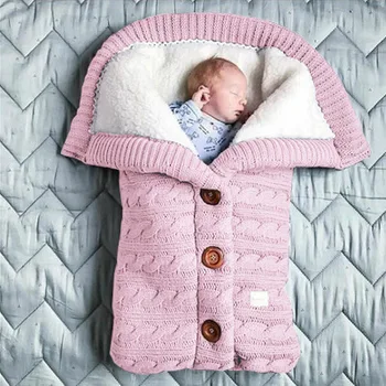 Dieťa spací vak, baby Zime Teplé Sleepsack Pre Baby Kočík Vlna pletenie Obálky pre Novorodenca