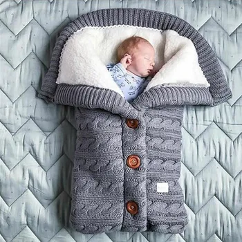 Dieťa spací vak, baby Zime Teplé Sleepsack Pre Baby Kočík Vlna pletenie Obálky pre Novorodenca
