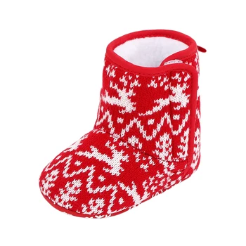 Dieťa Vianočné Topánky Krásne Snowflake Santa Dizajn Teplé Zimné Papuče Anti-Slip Dieťa Novorodenec Botičky
