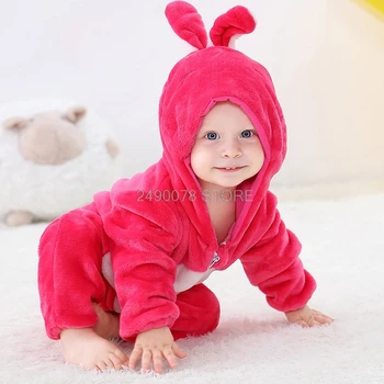 Dieťa Zime Teplý Župan Romper Dievča Chlapci Sleepwear Jumpsuit Pyžamo Deti Mäkký Župan Cartoon Hoodies detské Oblečenie