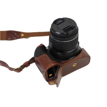 Digitálny Fotoaparát, Kožené puzdro Pre Nikon D3400 D3200 D3300 D3000 18-55mm VR Fotoaparát Prípade Batéria S Otvorením Skladovanie Taška