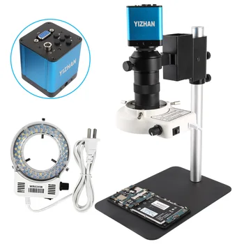 Digitálny HDMI VGA Priemyselné Mikroskopom videa Mikroskopom sady HD 26MP 16MP +130X C mount objektív+LED prsteň Svetla +Kovový Stojan
