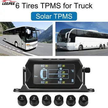 Digitálny LCD Alarm, Monitorovanie Tlaku v Pneumatikách Systém Wireless Solar s 6 Externých Snímačov Auto RV Truck TPMS