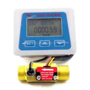 Digitálny LCD displej prietok Vody snímač merača prietokomer totameter Teplota časový záznam S G1/2 flow sensor