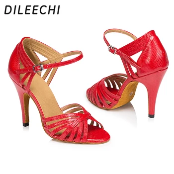 DILEECHI žena modré zlato červená PU latinské tanečné topánky, vysoké podpätky 10 cm moderné tanečné topánky