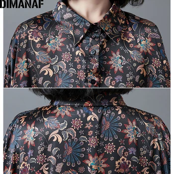 DIMANAF Plus Veľkosť Ženy Vintage Šaty Elegantná Dáma Vestidos Hodváb Voľné Príležitostné Tlače Kvetinový Maxi Šaty 5XL 6XL Jeseň Oblečenie