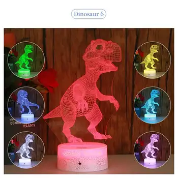 Dinosaurov 3D LED Ilúzie Lampa 3D Optické Ilúzie Svetlo 7 farieb Viacfarebná USB Domáce Dekorácie Farebné Vymeniteľné Lampa pre chlapcov