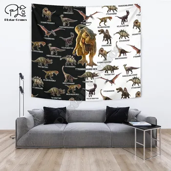 Dinosaurov Legrační karikatúra Deka Gobelín 3D Vytlačené Tapestrying Obdĺžnikový Domova Stene Visí štýl-3