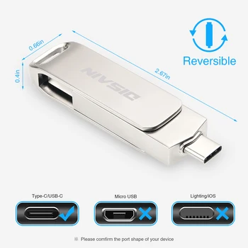 DISAIN USB C Dual Flash, USB3.0/3.1 Typ C Vysoká Rýchlosť Palcom Jednotku Memory Stick Kompatibilný s Samsung Galaxy, Android