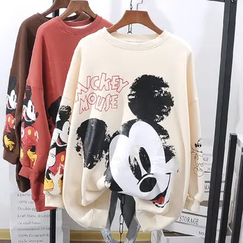 Disney 2020 Nové Mikiny, Mikiny Ženy Jeseň Mickey Mouse Karikatúra Tlače Topy S Dlhým Rukávom Lady Hoodies Tees Hot Mikiny