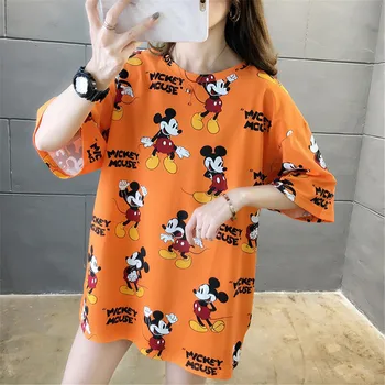 Disney Biela T-shirts Ženy Mickey Mouse Cartoon Topy Lete Ženskej Módy Tees tričká Krátky Rukáv kórejský Štýl Lady Tshirts