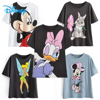 Disney Karikatúry Bavlna T-Shirt Ženy 2020 Lete Bežné Mickey Mouse Daisy Kačica Tričko Ženy Vintage Streetwear Tee Topy T-Shirts