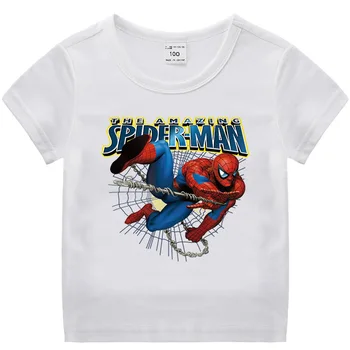 Disney Karikatúry Spiderman Tlač Chlapci T-Shirts Bavlna Krátky Rukáv Deti Oblečenie Letné Deti, Chlapec, Dievča, Hore Čaj