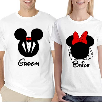 Disney Mickey Mouse Minnie Pár Tričko pre Manžela, Manželku Milovníkov T-shirt Pán Pani Valentine Darček Oblečenie Zábavné Grafické Tshirts