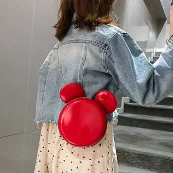 Disney plienka taška princess lady taška na rameno ženy pu módna taška messenger Mickey mouse roztomilý kolo taška minnie