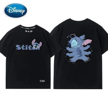 Disney Predné Zadný Steh Little Monster Cartoon List Bavlna Páry Unisex Ženy T-Shirt O-Krku Krátke Sleeve Tee Topy 5 Farieb