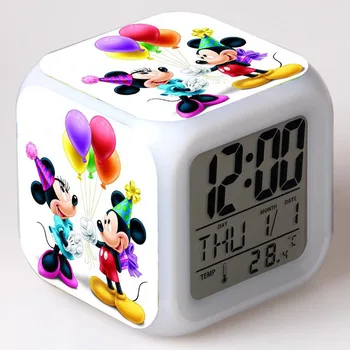 Disney Tvorivé Mickey Minnie Farebné LED Budík Hot-predaj Budík Môžu Byť Svetelné Kawaii Darček pre Deti