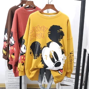 Disney Ženy Hoodies Pulóver Mickey Mouse Jeseň Kabát Zimný Voľné Mikina Cartoon Žena Dlhý Rukáv Topy Harajuku Oblečenie