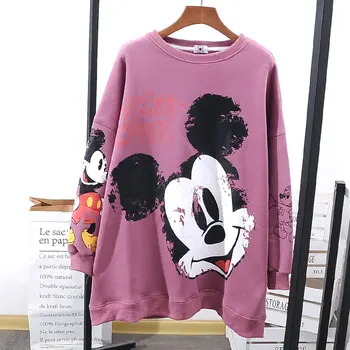 Disney Ženy Hoodies Pulóver Mickey Mouse Jeseň Kabát Zimný Voľné Mikina Cartoon Žena Dlhý Rukáv Topy Harajuku Oblečenie