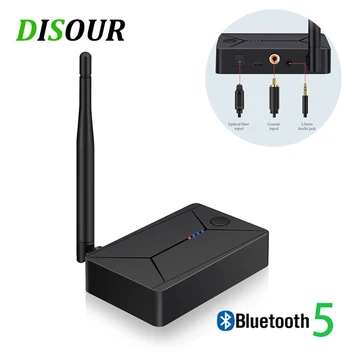 DISOUR Bluetooth 5.0 Audio Vysielač 3.5 mm AUX Koaxiálnych optických Vlákien Jack Stereo Adaptér Bezdrôtovej siete Pre TV, PC Bluetooth Reproduktory