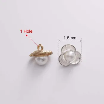 DIY 20pcs Krásna Kvetina White Pearl Tlačidlá 15 mm Zliatiny Tlačidlá Šiť na Tričko Nášivka Svadobný Doplnok pre Odev, HK-80