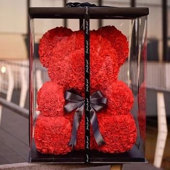 DIY 25 cm / 40 cm Teddy Rose Medveď Valentína Darček PE Umelé kvety Pre Priateľka Ženy, Manželky, Deň matiek Darček