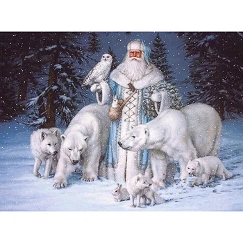 Diy 5d Plný Diamond Maľovanie Cross Stitch Santa Claus Medveď, Sova Zvierat Diamond Výšivky, Vianočné Kolo Vŕtať Mozaiková Výzdoba Darček
