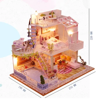 DIY Doll House Miniatúrne Súprava Nábytku Model Budovy Hračky Pre Deti Vianočný Darček 3D Drevený Dom Miniatúry domček pre bábiky súpravy