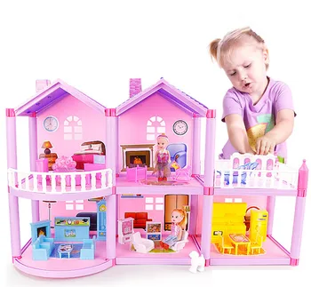 DIY Doll House Princezná Dollhouses Pre LOL Bábika Villa Hrad S Furnitures Simulácia Sen Dievča, Hračky pre Deti,