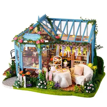 Diy Doll House Romantickej Ružovej Záhrade Čajový Dom Seriál Chlapci A Dievčatá, Super Obľúbené Valentína Darček, Darček k Narodeninám