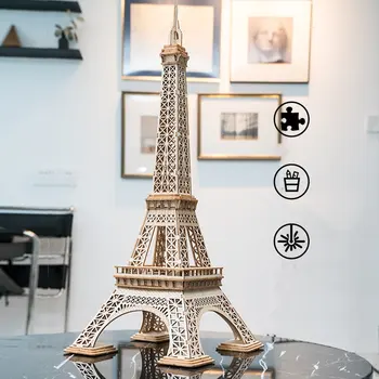 DIY Drevené Zvieratá 3D a Budovanie Puzzle Drevené Montované Stôl Dekorácie Montáž Hra Hračky pre Deti Darček, pre Dospelých