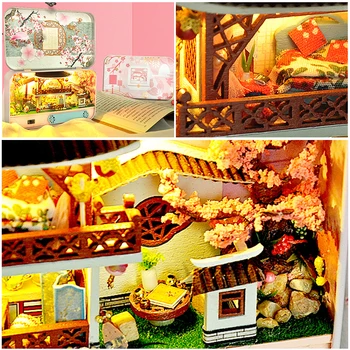 DIY Drevený Dom Miniaturas s Nábytkom DIY Miniatúrne Dom Casa Doll house Hračky pre Deti Narodeninám Box Divadlo TH5
