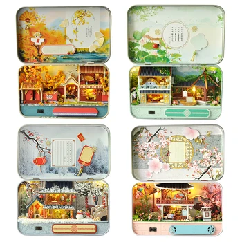 DIY Drevený Dom Miniaturas s Nábytkom DIY Miniatúrne Dom Casa Doll house Hračky pre Deti Narodeninám Box Divadlo TH5
