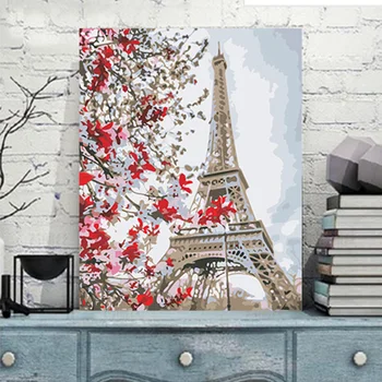 DIY Eiffelova Veža Farba Číslo Auta olejomaľba Na Plátne Umenie Domáce Dekorácie