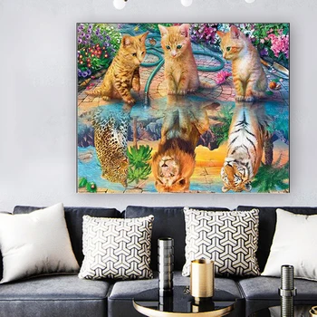 DIY Maľovanie Podľa Čísel Zvierat mačka Plátno Obrázky Podľa Čísel Domov Dekor Umenie pre Dospelých a Deti