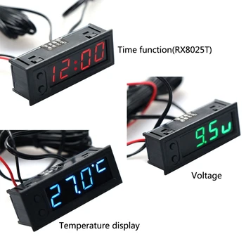 DIY Multifunkčné Hodiny Auto Teplota Napätie Batérie Monitor Voltmeter DC 12V