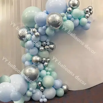 DIY Pastel Macaron Modrá Mint Balón Garland Podiel Globos Arch Auta Narodeniny, Svadba Baby Sprcha Výročie Party Decor