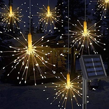 DIY Vonkajšie Záhradné Dekorácie LED Ohňostroj Výbuchu Vianočné Rozprávky Svetlo S Solárnej energie Visí Starburst LED Reťazec Garland