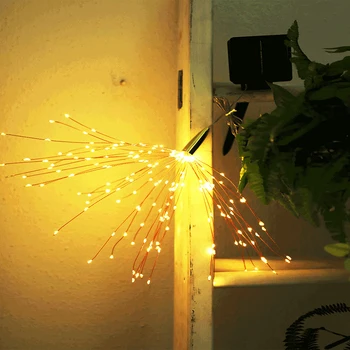 DIY Vonkajšie Záhradné Dekorácie LED Ohňostroj Výbuchu Vianočné Rozprávky Svetlo S Solárnej energie Visí Starburst LED Reťazec Garland