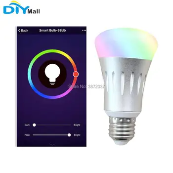 DIYmall ESP8266 Wifi RGB LED Svetlo na Čítanie Bezdrôtový E27 Rozhranie 6W 100V ~ 255V Smart Home