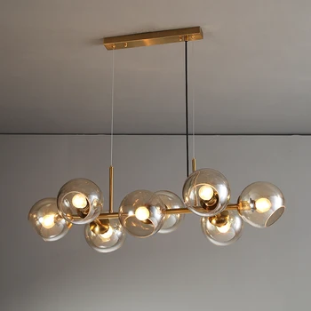 Dizajn Nordic sklenenú Guľu Prívesok Svetlá pre Obývacia Izba jedáleň, Bar Loft Čierne Zlato Závesné Svetlo spálňa Svietidlá