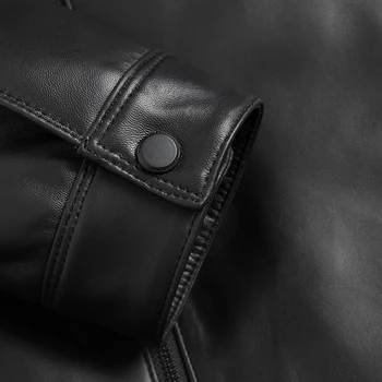 DK Podporovať Nové Zimné Reálne Ovčej Noriek kožuchy Mužov Teplé Bežné Čierne Kožené Originálne Oblečenie Prírodné Kožušiny Outwear