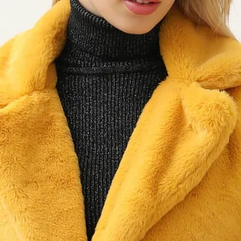 Dlhá Bunda Kabát Ženy Zimné 2021 Hrubé Teplé Zosilnené Vrchné Oblečenie Kabát Ženy Faux Králik Kožuchy