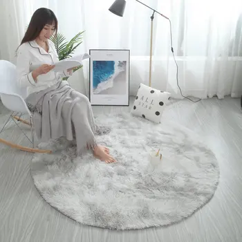 Dlhé vlasy umývateľný spálni koberec pre obývacej izbe je nový Nordic farbené ročné kolo koberec detskej izbe koberce