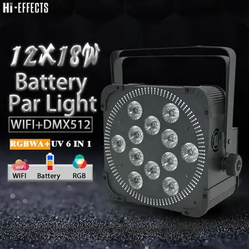 DMX Bezdrôtový Batérie Powered LED par svetlo 12x18w RGBWA UV 6IN1 led par plechoviek svetlá svadobný DJ party bar uplight