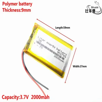 Dobrý Qulity 3,7 V,2000mAH 903759 Polymer lithium ion / Li-ion batéria pre tablet pc BANKA,GPS,mp3,mp4