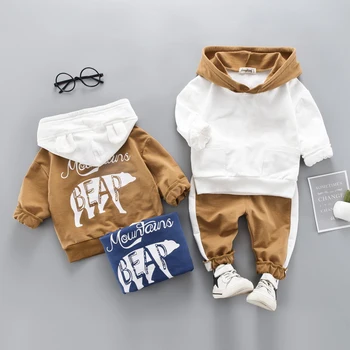 Dojčenské Oblečenie 2020 Jeseň Zima Novorodenca Oblečenie Pre Baby Chlapci Oblečenie Nastaviť mikina s Kapucňou+Nohavice 2 ks Oblečenia Detský Kostým Baby Oblek