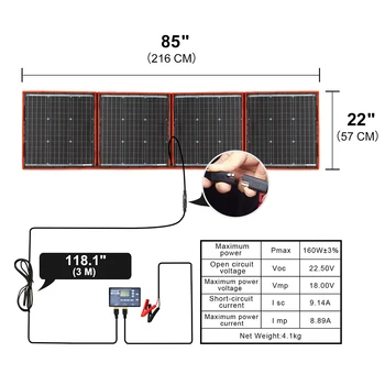 Dokio 150w Flexibilný Skladací Mono Solárny Panel Ľahké Prenosné Vysoký Výkon Vonkajšie Solárny Panel Číny, Travel&Čln