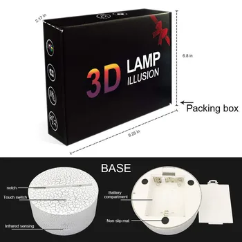 Domov Spálňa LED Nočné Svetlo 3D Dinosaura Osvetlené Lampou Optické Ilúzie, písací Stôl Nočné Svetlo 7 Farieb Zmena Lampy