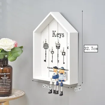 Domáce dekorácie ručné tlačidlo drevený hák úložný box viacúčelový kľúče visí na oblečenie stojan WJ111529